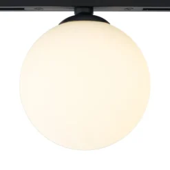 QAZQA Moderne Deckenleuchte schwarz mit weißem Glas für 1-Phasen-Schienensystem - Slimline Eira