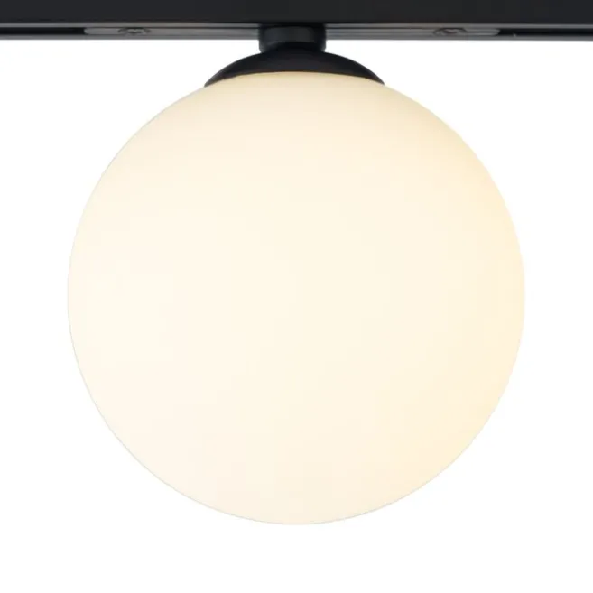 QAZQA Moderne Deckenleuchte schwarz mit weißem Glas für 1-Phasen-Schienensystem - Slimline Eira