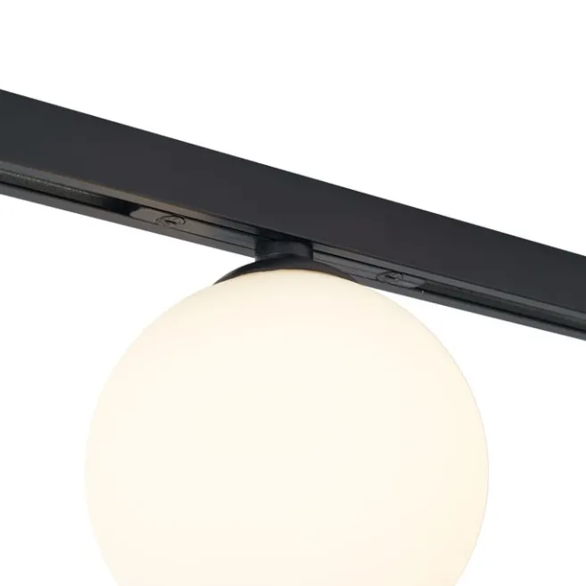 QAZQA Moderne Deckenleuchte schwarz mit weißem Glas für 1-Phasen-Schienensystem - Slimline Eira