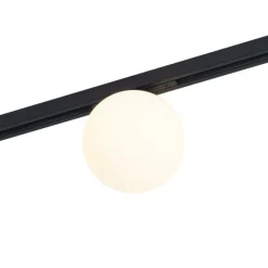 QAZQA Moderne Deckenleuchte schwarz mit weißem Glas für 1-Phasen-Schienensystem - Slimline Eira