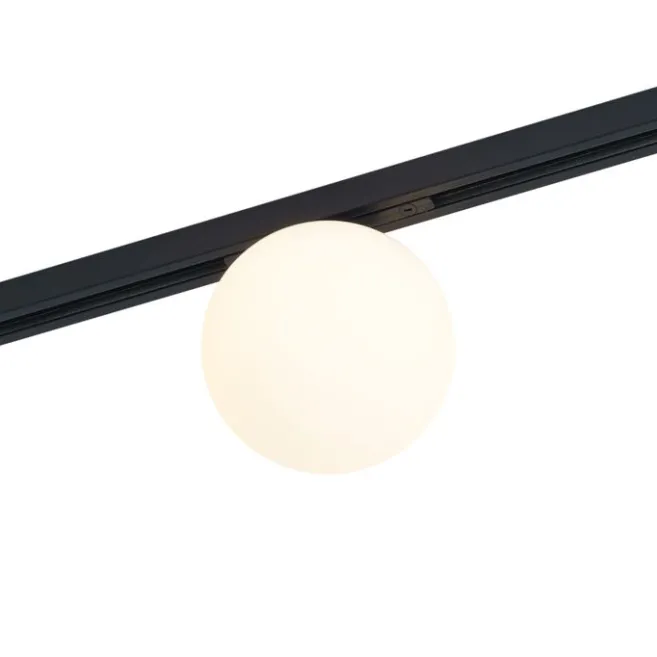 QAZQA Moderne Deckenleuchte schwarz mit weißem Glas für 1-Phasen-Schienensystem - Slimline Eira