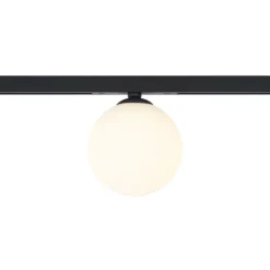 QAZQA Moderne Deckenleuchte schwarz mit weißem Glas für 1-Phasen-Schienensystem - Slimline Eira