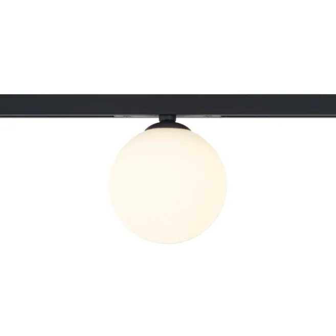 QAZQA Moderne Deckenleuchte schwarz mit weißem Glas für 1-Phasen-Schienensystem - Slimline Eira