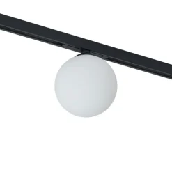 QAZQA Moderne Deckenleuchte schwarz mit weißem Glas für 1-Phasen-Schienensystem - Slimline Eira