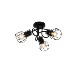 QAZQA Moderne Deckenleuchte schwarz 40 cm rund 3-Licht - Botu