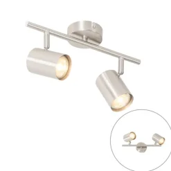 QAZQA Moderne Deckenleuchte Stahl 2-flammig verstellbar - Jeana