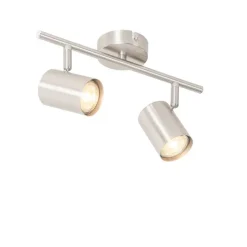 QAZQA Moderne Deckenleuchte Stahl 2-flammig verstellbar - Jeana