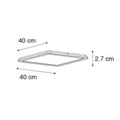QAZQA Moderne Deckenleuchte weiß 40cm quadratisch inkl. LED 3-stufig dimmbar IP44 - Steve