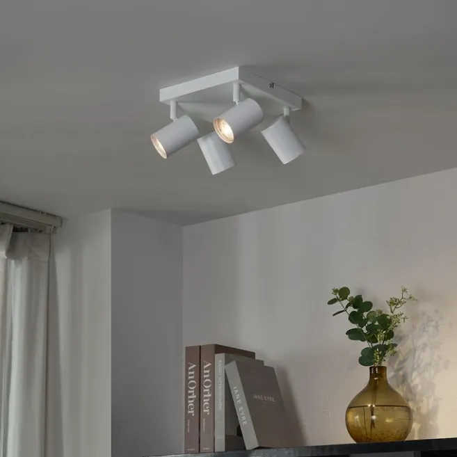 QAZQA Moderne Deckenleuchte weiß 4-flammig verstellbar quadratisch - Jeana