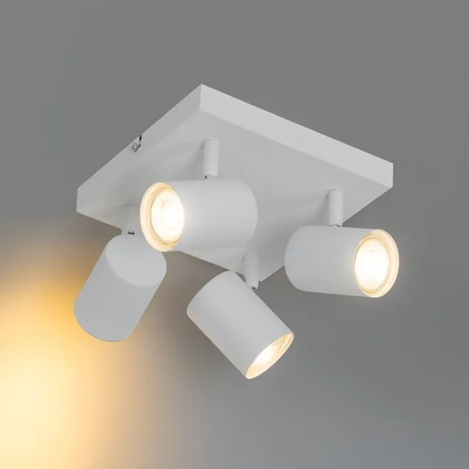 QAZQA Moderne Deckenleuchte weiß 4-flammig verstellbar quadratisch - Jeana