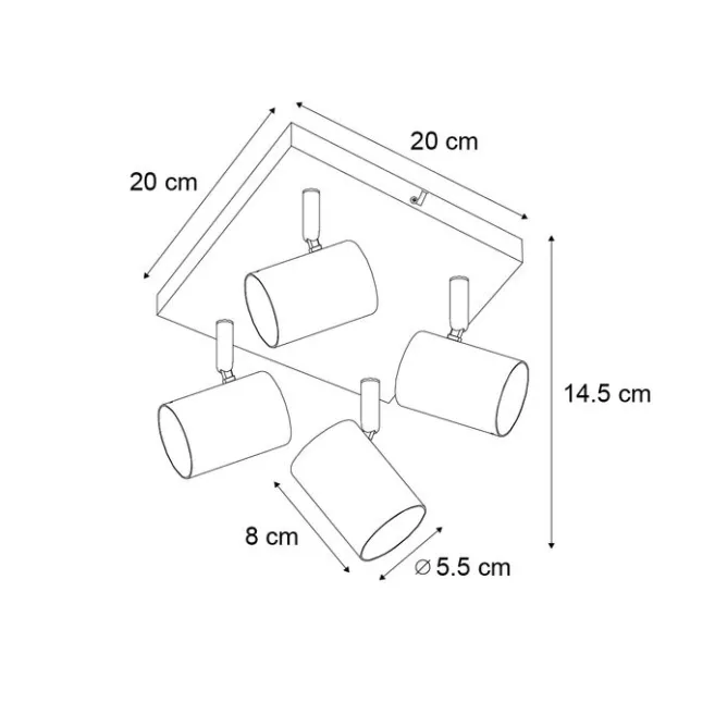 QAZQA Moderne Deckenleuchte weiß 4-flammig verstellbar quadratisch - Jeana