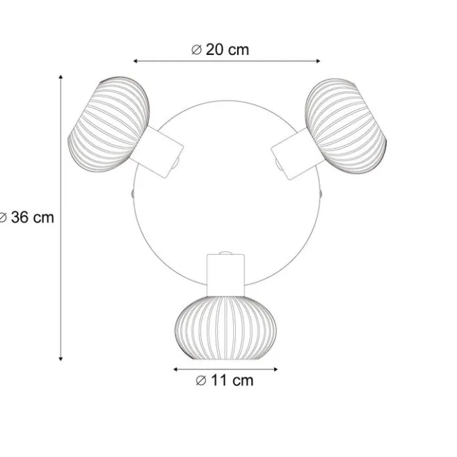 QAZQA Moderne Deckenstrahler Gold mit Bernstein Glas rund 3-flammig - Teddy