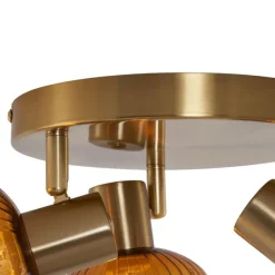 QAZQA Moderne Deckenstrahler Gold mit Bernstein Glas rund 3-flammig - Teddy