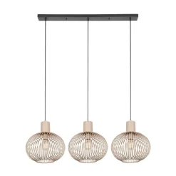 Trio Leuchten Moderne Draht-Hängeleuchte Schwarz mit Beige 3-flammig - Gila