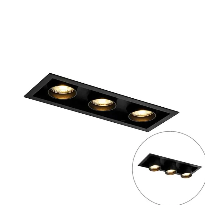 QAZQA Moderne Einbauleuchte schwarz verstellbar 3-Licht - Dach