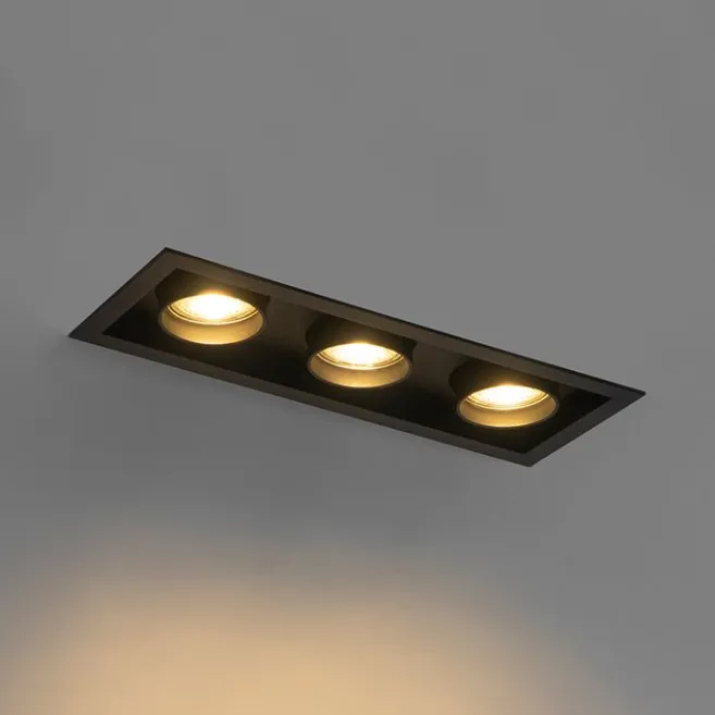 QAZQA Moderne Einbauleuchte schwarz verstellbar 3-Licht - Dach