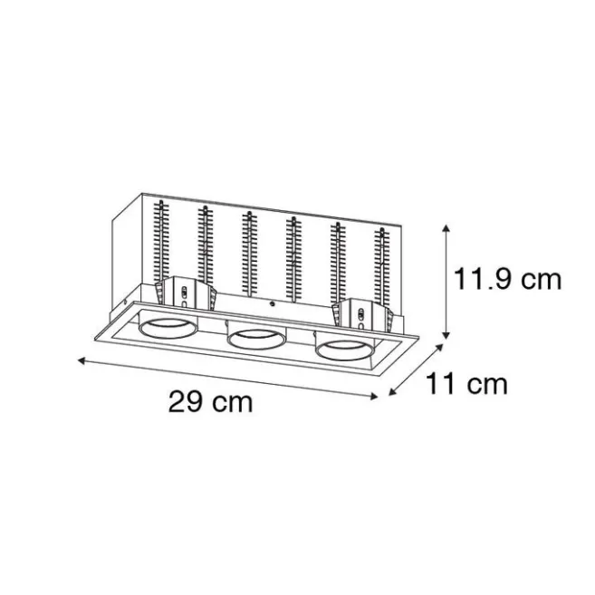 QAZQA Moderne Einbauleuchte schwarz verstellbar 3-Licht - Dach
