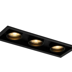 QAZQA Moderne Einbauleuchte schwarz verstellbar 3-Licht - Dach