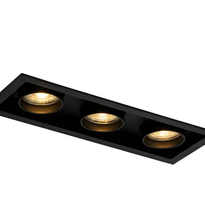 QAZQA Moderne Einbauleuchte schwarz verstellbar 3-Licht - Dach