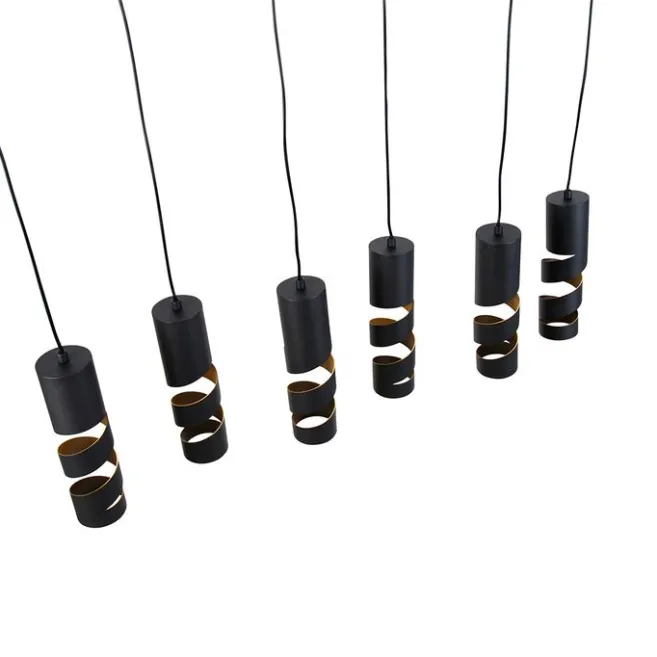 Trio Leuchten Moderne hanglamp zwart 6-lichts - Stream