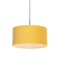 QAZQA Moderne Hängelampe 50 cm gelb mit schwarz - Combi 1