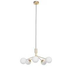 QAZQA Moderne Hängelampe Gold mit Opalglas 5-flammig - Coby