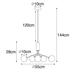 QAZQA Moderne Hängelampe Gold mit Opalglas 5-flammig - Coby