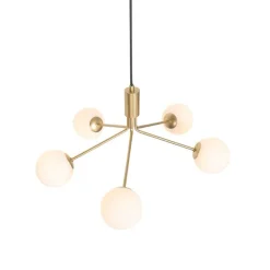 QAZQA Moderne Hängelampe Gold mit Opalglas 5-flammig - Coby