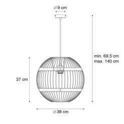 Honsel Moderne Hängelampe schwarz 38 cm - Sphaera