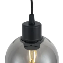 QAZQA Moderne Hängelampe schwarz mit Rauchglas für 1-Phasen-Schienensystem - Iconic Lava