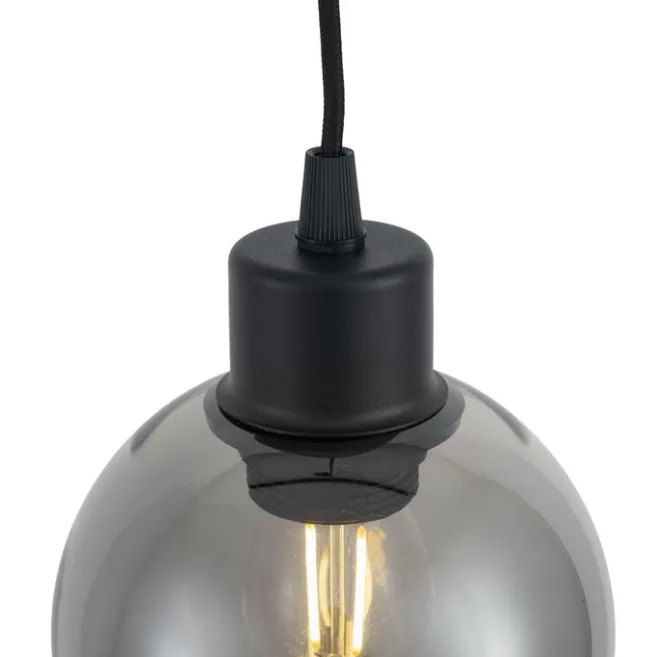 QAZQA Moderne Hängelampe schwarz mit Rauchglas für 1-Phasen-Schienensystem - Iconic Lava