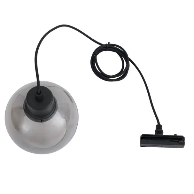 QAZQA Moderne Hängelampe schwarz mit Rauchglas für 1-Phasen-Schienensystem - Iconic Lava