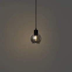 QAZQA Moderne Hängelampe schwarz mit Rauchglas für 1-Phasen-Schienensystem - Iconic Lava