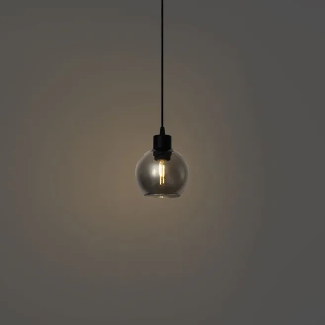 QAZQA Moderne Hängelampe schwarz mit Rauchglas für 1-Phasen-Schienensystem - Iconic Lava