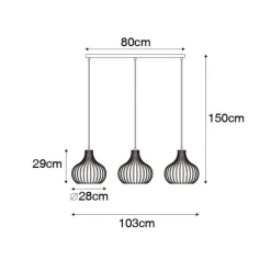 QAZQA Moderne Hängelampe schwarz 3-Licht - Sapphira