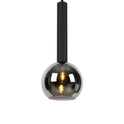 Trio Leuchten Moderne Hängelampe schwarz mit Rauchglas - Clayton