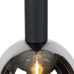 Trio Leuchten Moderne Hängelampe schwarz mit Rauchglas - Clayton