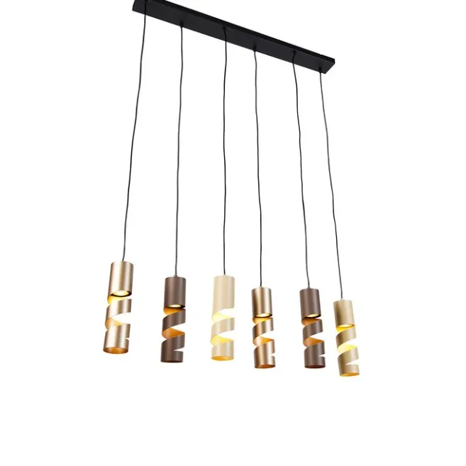 Trio Leuchten Moderne Hängelampe schwarz mit Taupe und Beige 6-flammig - Stream