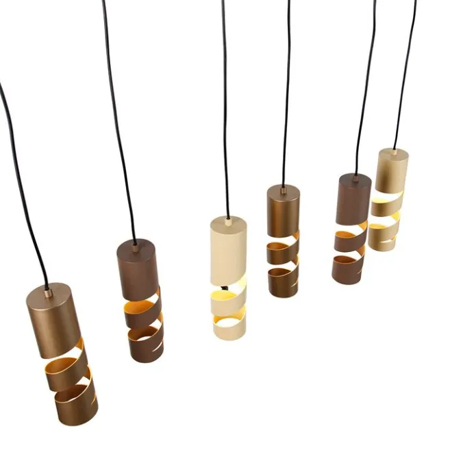 Trio Leuchten Moderne Hängelampe schwarz mit Taupe und Beige 6-flammig - Stream