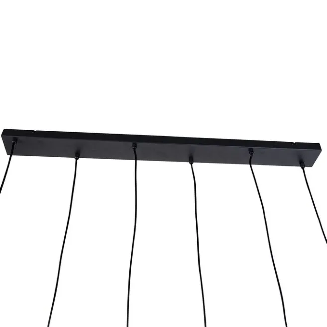 Trio Leuchten Moderne Hängelampe schwarz mit Taupe und Beige 6-flammig - Stream