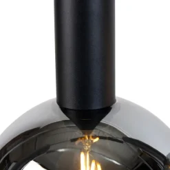 Trio Leuchten Moderne Hängelampe schwarz mit Rauchglas 5-Licht - Clayton