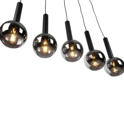 Trio Leuchten Moderne Hängelampe schwarz mit Rauchglas 5-Licht - Clayton