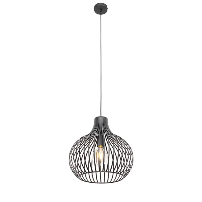 QAZQA Moderne Hängelampe schwarz 38 cm - Saffira