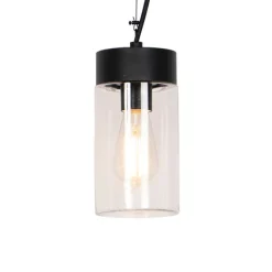 QAZQA Moderne Hängelampe Schwarz mit Glas IP44 - Jarra