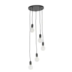 QAZQA Moderne Hängelampe schwarz 35 cm 5-Licht - Facil