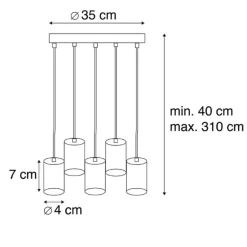 QAZQA Moderne Hängelampe schwarz 35 cm 5-Licht - Facil