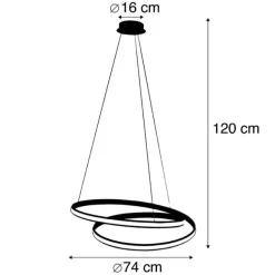 QAZQA Moderne Hängelampe weiß 74 cm inkl. LED dimmbar - Rowan
