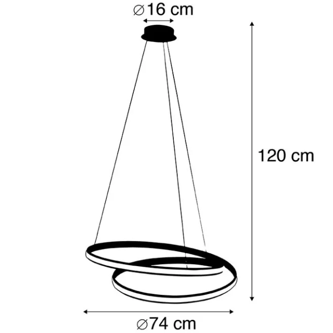 QAZQA Moderne Hängelampe weiß 74 cm inkl. LED dimmbar - Rowan