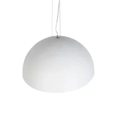 QAZQA Moderne Hängelampe Weiß mit Silber 70cm - Magna