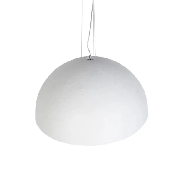 QAZQA Moderne Hängelampe Weiß mit Silber 70cm - Magna